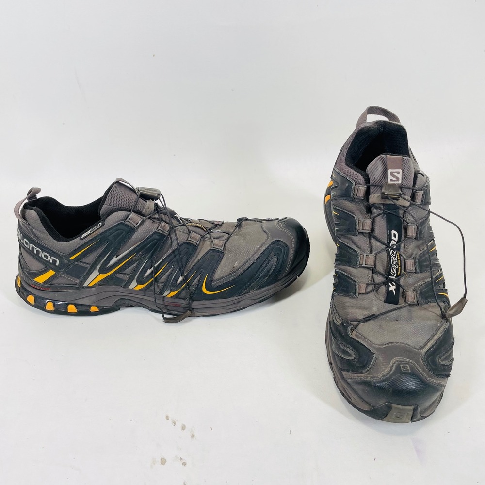 Salomon XA Pro 3D Mens Grey Yellow Trail Running Hiking Shoes 368925 Size 11.5